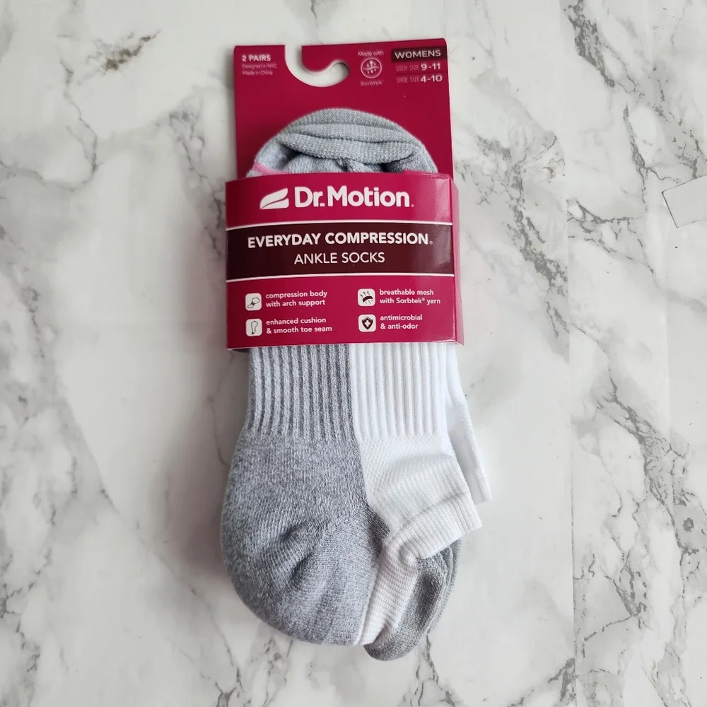 Dr. Motion Ankle Socks 6 Pairs Compression Socks Size Socks 9–11 Shoe 4-10